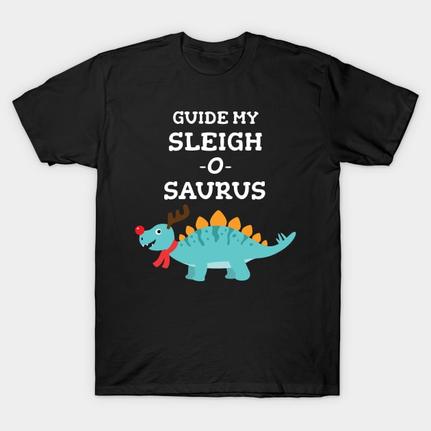 Funny Dinosaur Christmas Stegosaurus T-Shirt by MedleyDesigns67